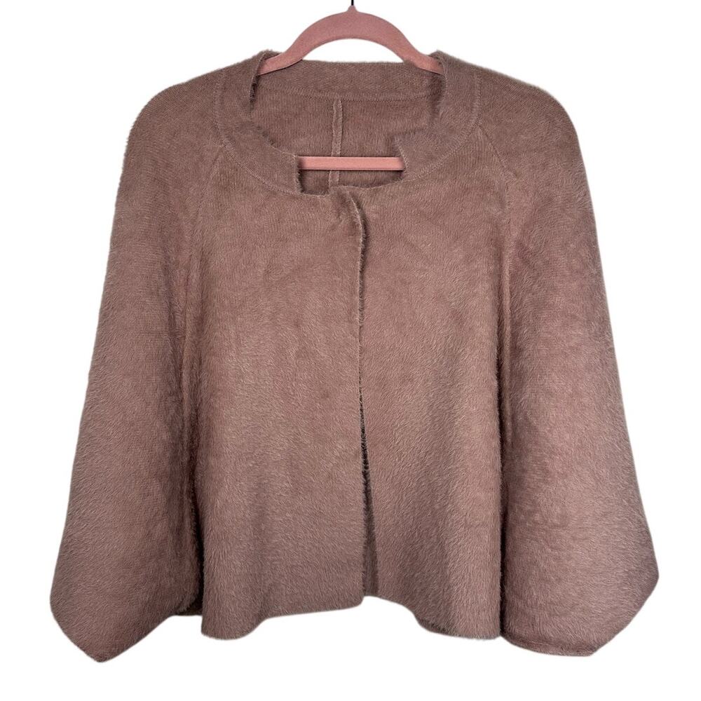 Pink Fuzzy Snap Open Front Cozy Minimalist Cape Women's OS